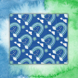 Enkel Grönt Rainbow Boho på Blue | Fleecefilt