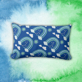 Enkel Grönt Rainbow Boho på Blue | Lumbarkudde