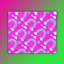 Enkel Grönt Rainbow Boho på Shock rosa | Fleecefilt