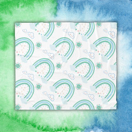Enkel Grönt Rainbow Boho på White | Fleecefilt