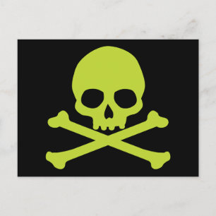 Enkel Grönt Skull och Korsben Vykort