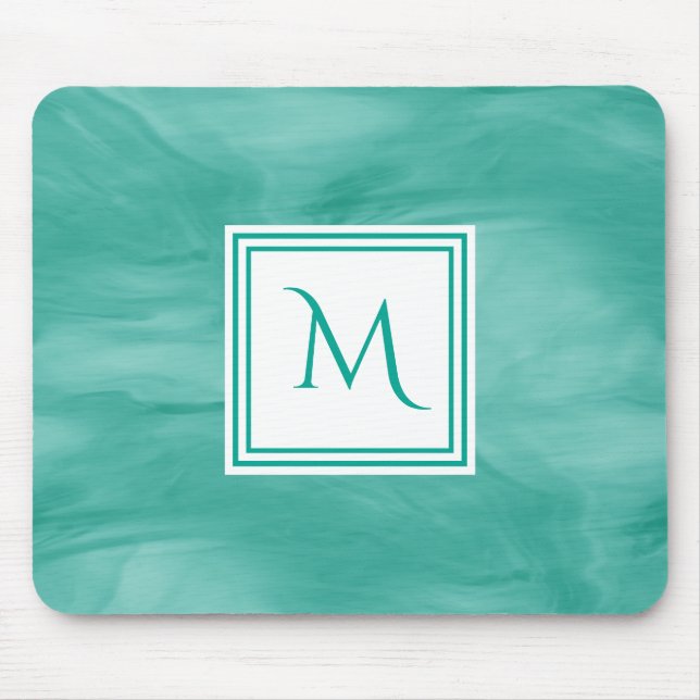 Enkel Grönt - subtil marble Modern Monogram Musmatta (Framsidan)