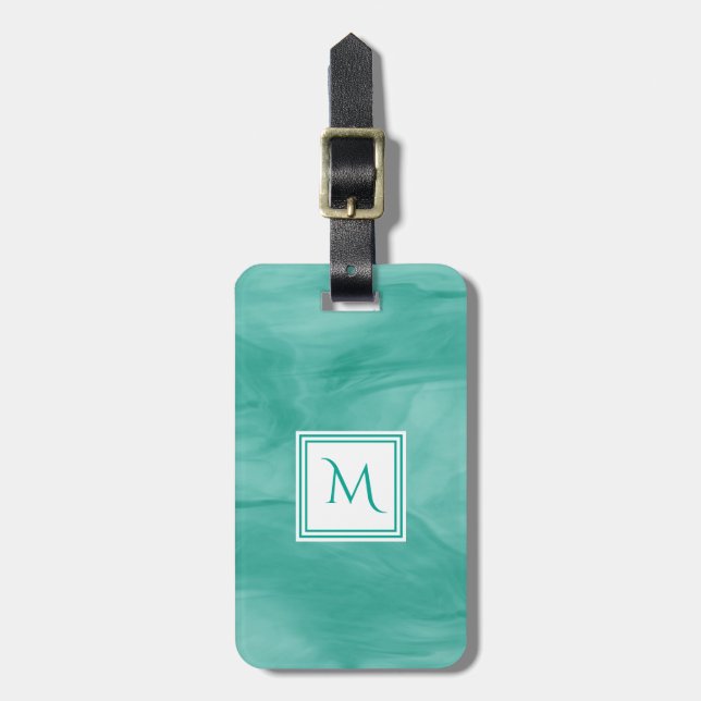 Enkel Grönt - subtil marmor modern Monogram Bagagebricka (Vertikal Framsida)