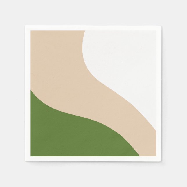 Enkel Grönt - Vit, Sand & Handflatan Pappersservett (Framsidan)