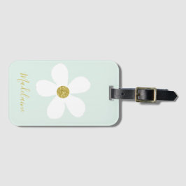 Enkel Grönt Vita Daisyn Guld Personresor Bagagebricka