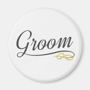 Enkel Groom Blommigt Bröllop Calligraphy Magnet