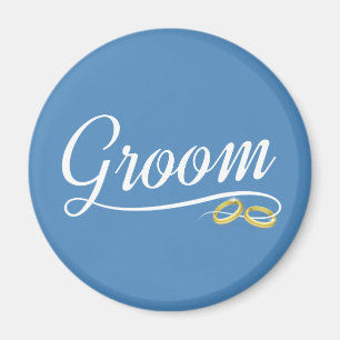 Enkel Groom Blommigt Bröllop Calligraphy Magnet