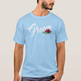 Enkel Groom Blommigt Bröllop Calligraphy | T-Shirt