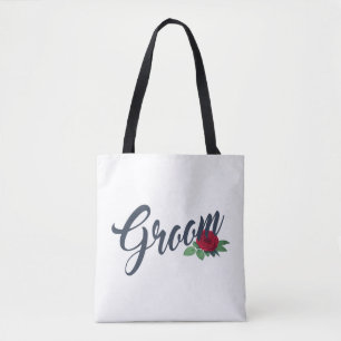 Enkel Groom Blommigt Bröllop Calligraphy   Tote Ba Tygkasse