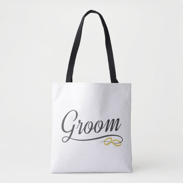 Enkel Groom Blommigt Bröllop Calligraphy | Tote Ba Tygkasse (Framsida)