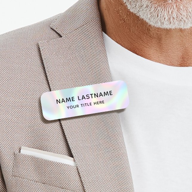 Enkel, grundläggande Faux HoloGrapcs Safety Pin Ma Namnbricka (Skapare uppladdad)