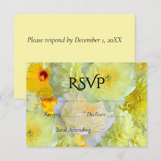 Enkel gul blomsterbröllop RSVP OSA Kort