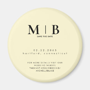 Enkel gul monogram bröllop Spara datum Magnet