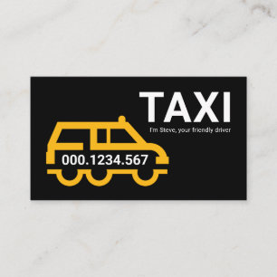 Enkel gul taxi bil ståtlig vagn visitkort