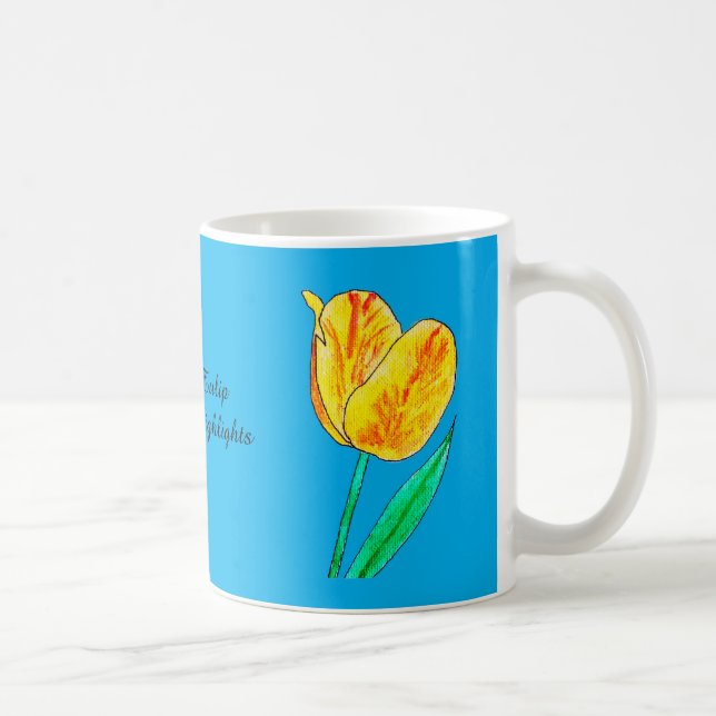 Enkel gul tulpan röda höjdpunkter  kaffemugg (Höger)