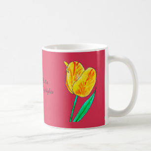 Enkel gul tulpan röda höjdpunkter  kaffemugg