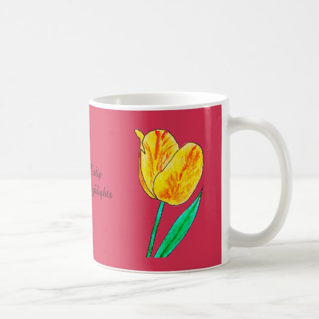 Enkel gul tulpan röda höjdpunkter  kaffemugg (Höger)