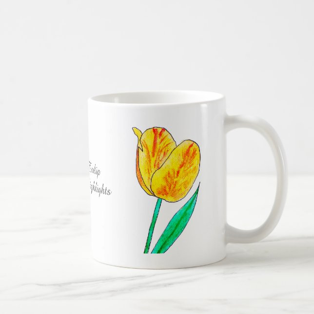 Enkel gul tulpan röda höjdpunkter  kaffemugg (Höger)