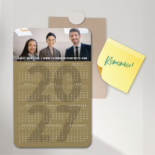 Enkel Guld 2027 Kalender Minimalistisk Helg Foto Magnet