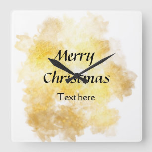 Enkel guld add your text god jul anpassad fyrkantig klocka