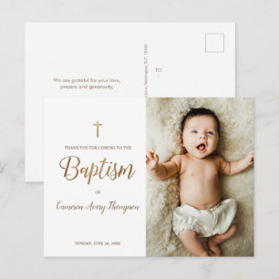 Enkel Guld-baptismfoto för Elegant-Kor Vykort