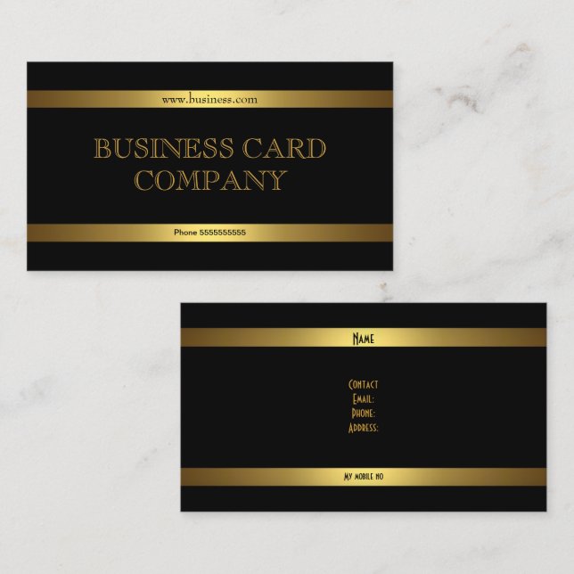 Enkel Guld Black Elegant Classy Visitkort (Fram/baksida)