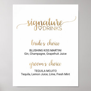 Enkel Guld-calligrafi Namnteckning Drinks-tecken Poster