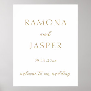 Enkel Guld, djärv modern Bröllop Poster
