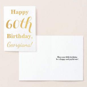 Enkel guld folie 60-årsdag + anpassat namn folierat kort