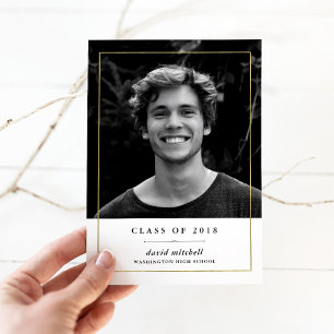 Enkel guld- fotostudentfest för ram inbjudningar