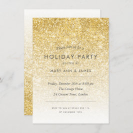 Enkel Guld Glitter Julfest Inbjudningar