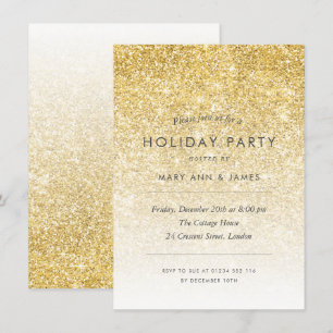 Enkel Guld Glitter Julfest Inbjudningar