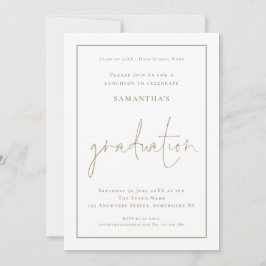 Enkel Guld Gräns Grad Luncheon Studenten Inbjudningar
