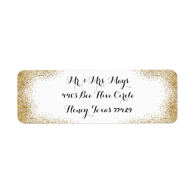 Enkel Guld Gräns Returadress Etikett (Framsidan)