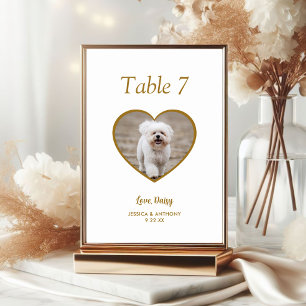 Enkel Guld Hund Bröllopsfoto Bordsnummer