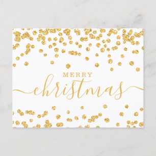Enkel GULD-jul Helgdagarna Glitter White Helg Vykort