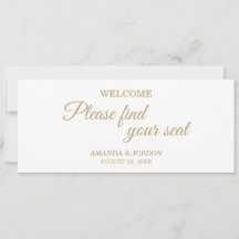 Enkel Guld-kallgrafi Bröllop-sätesdiagramhuvud