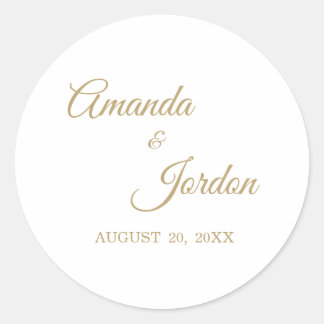 Enkel Guld-kallgrafistiftare Runt Klistermärke