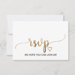 Enkel Guld Kalligrafi Bröllopswebbplats RSVP-kort OSA Kort