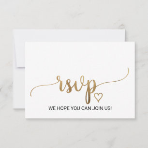 Enkel Guld Kalligrafi Bröllopswebbplats RSVP-kort OSA Kort