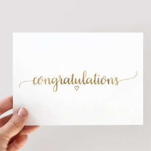 Enkel guld kalligrafi gratulationer kort