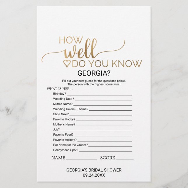 Enkel Guld-kalligrafi - vad är i ditt spel? (Framsida)