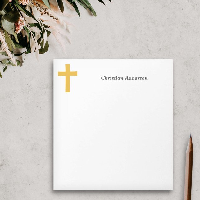 Enkel Guld Kor Anteckningsblock (Simple Gold Cross Notepad)