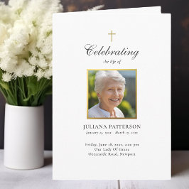 Enkel Guld Kor-fotoutskrift Funeral Order of Servi Program