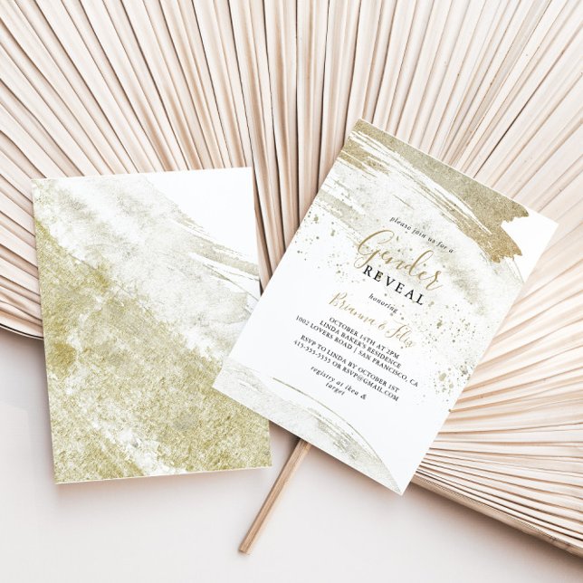 Enkel guld minimalistisk könsbestämningsfest inbjudningar (Skapare uppladdad)