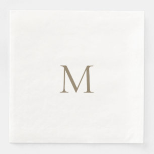 Enkel Guld Monogram White Pappersservett