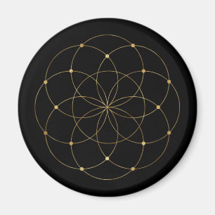 Enkel Guld-säd av Life Helig-geometri Magnet