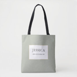 Enkel Guld Sage Grönt Elegant Bridesmaid Tote Bag Tygkasse