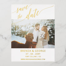 Enkel Guld-skriptkalligrafi sparar datumfotot