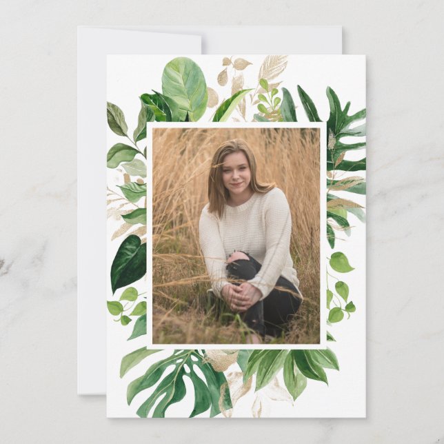 Enkel Guld Tropical Photo Modern Studenten Meddelande (Framsida)